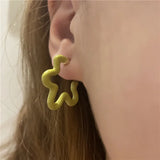Colorful Hollow Flower Metal Spray Paint Hoop Earrings for Women