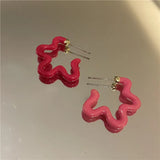 Colorful Hollow Flower Metal Spray Paint Hoop Earrings for Women