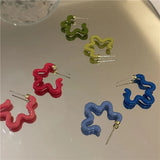 Colorful Hollow Flower Metal Spray Paint Hoop Earrings for Women