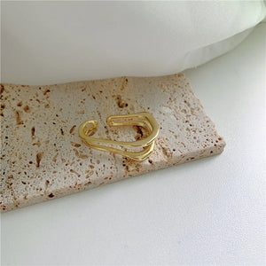 French Double Layer Irregular Ear Clip Metal Ear Cuff For Women