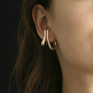 French Double Layer Irregular Ear Clip Metal Ear Cuff For Women