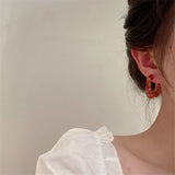 Colorful Resin C-Shape Hoop Earrings Retro Style for Women