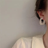 Colorful Resin C-Shape Hoop Earrings Retro Style for Women