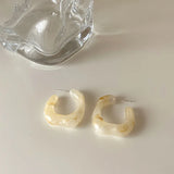 Colorful Resin C-Shape Hoop Earrings Retro Style for Women
