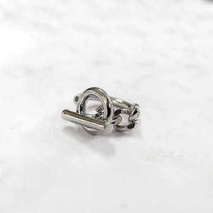 Minimalist Metal Chain Circle Bar Rings for Women