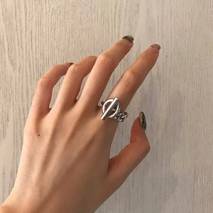 Minimalist Metal Chain Circle Bar Rings for Women
