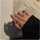 Minimalist Metal Chain Circle Bar Rings for Women