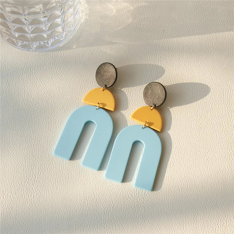 Korea Macaron Gradient Ceramic Clay Colorful Acrylic Dangle Earrings