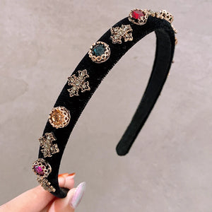 French Velvet Crystal Headband for Women