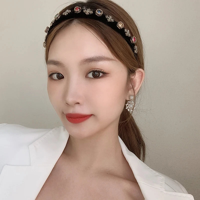 French Velvet Crystal Headband for Women