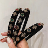 French Velvet Crystal Headband for Women