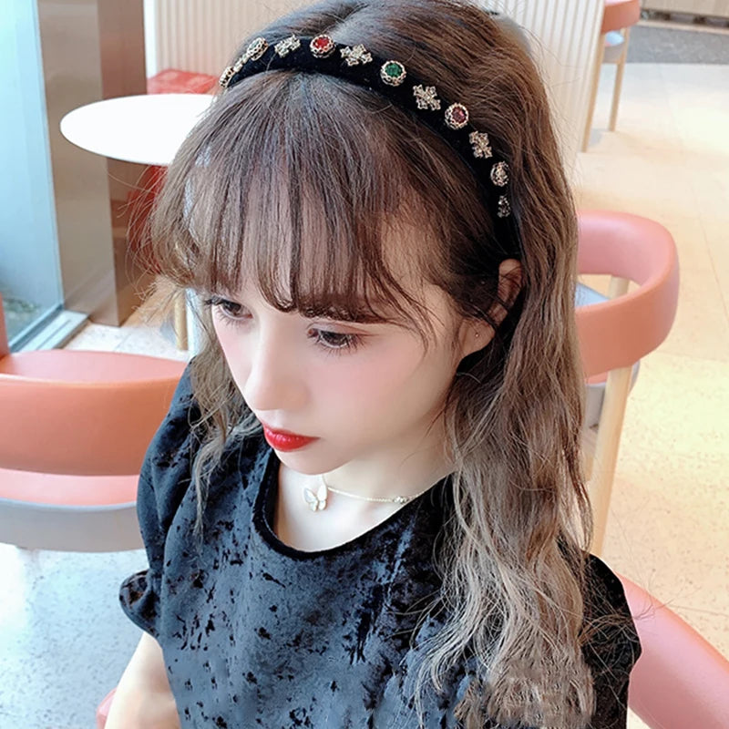 French Velvet Crystal Headband for Women