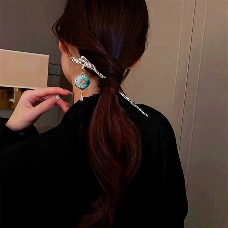 AOMU Punk Silver Geometric Metal Hairpins for Women