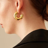 Silver Metal Flower Hoop Earrings for Women