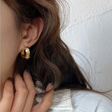 Silver Metal Flower Hoop Earrings for Women