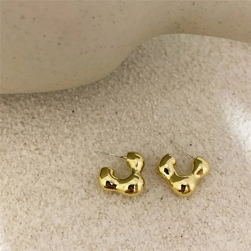 Silver Metal Flower Hoop Earrings for Women