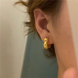 Silver Metal Flower Hoop Earrings for Women