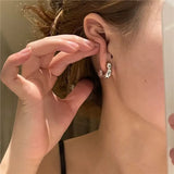 Silver Metal Flower Hoop Earrings for Women