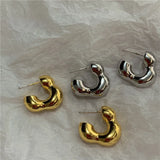 Silver Metal Flower Hoop Earrings for Women