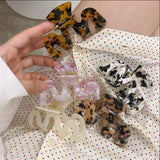 Summer Pink Leopard Acrylic Resin Hair Claw for Women Party Jewelry