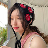 Beige Mushroom Wave Cotton Wide Headband for Women