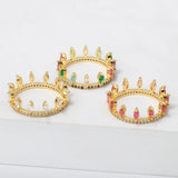 Crystal Rainbow CZ Engagement Crown Rings for Women Wedding Jewelry