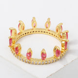 Crystal Rainbow CZ Engagement Crown Rings for Women Wedding Jewelry