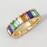 Rainbow CZ Ring Hot Filled Stacking Eternity Colorful Jewelry For Women