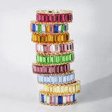 Rainbow CZ Ring Hot Filled Stacking Eternity Colorful Jewelry For Women