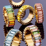 Classical Cubic Zircon Wedding Ring for Women Filled Charm Colorful CZ Ring
