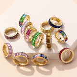 Rainbow CZ Band Finger Ring Baguette CZ Crystal Moda Ring