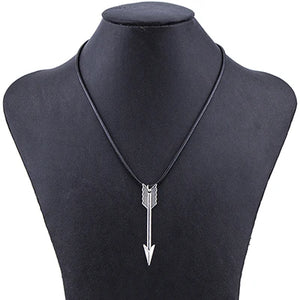 Antique Silver Plated Arrow Pendant Necklace for Women