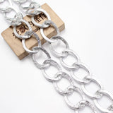 Silver Plated Circle Copper Bezel Set Neck Chain