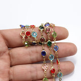 1M 6mm Crystal Copper Bezel Chain Pearl Necklace DIY