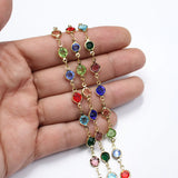 1M 6mm Crystal Copper Bezel Chain Pearl Necklace DIY