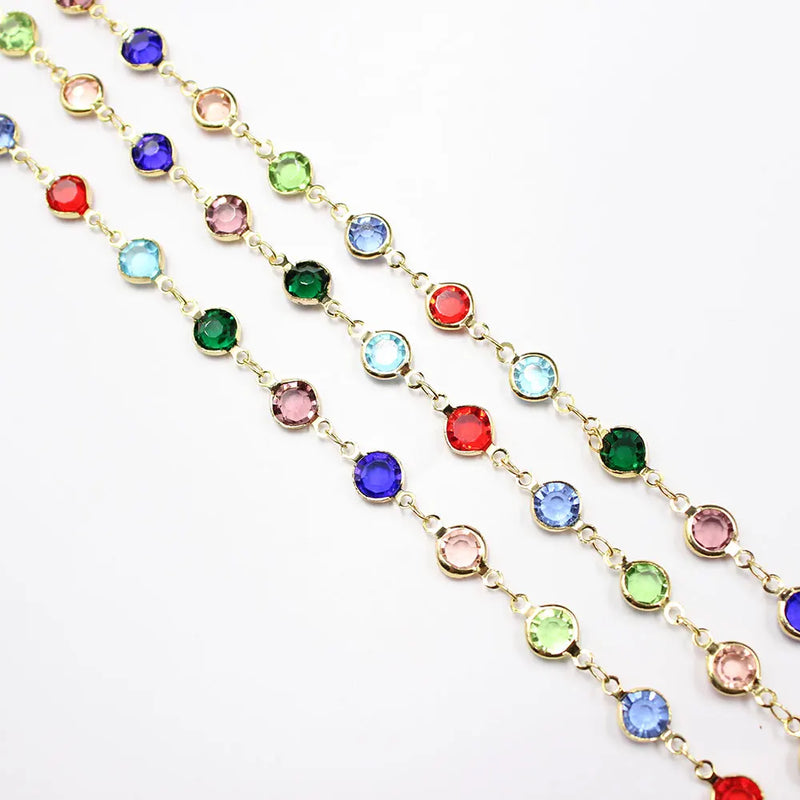 1M 6mm Crystal Copper Bezel Chain Pearl Necklace DIY