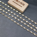 1M Bezel Set 4mm Clear CZ YP Copper Chain Paperclip Neck Chain Pearl Jewelry DIY