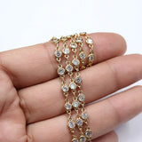 1M Bezel Set 4mm Clear CZ YP Copper Chain Paperclip Neck Chain Pearl Jewelry DIY