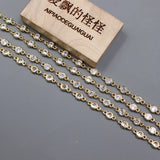 1M Bezel Set 4mm Clear CZ YP Copper Chain Paperclip Neck Chain Pearl Jewelry DIY