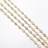 1M Bezel Set 4mm Clear CZ YP Copper Chain Paperclip Neck Chain Pearl Jewelry DIY
