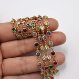 1m Bezel Set 5mm CZ Yellow Plated Chain DIY Jewelry Making