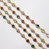 1m Bezel Set 5mm CZ Yellow Plated Chain DIY Jewelry Making