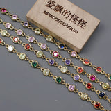 1m Bezel Set 5mm CZ Yellow Plated Chain DIY Jewelry Making