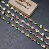 1m Bezel Set 5mm CZ Yellow Plated Chain DIY Jewelry Making