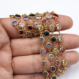 1M Bezel Set 6mm Mix CZ Yellow Plated Chain Paperclip Neck Chain DIY