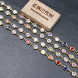 1M Bezel Set 6mm Mix CZ Yellow Plated Chain Paperclip Neck Chain DIY