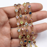 1M Bezel Set 6mm Mix CZ Yellow Plated Chain Paperclip Neck Chain DIY