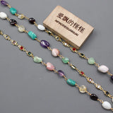 1 Meter Amethyst Amazonite Mix Bezel Set Chain Paperclip Necklace Making DIY