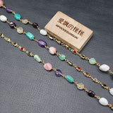 1 Meter Amethyst Amazonite Mix Bezel Set Chain Paperclip Necklace Making DIY