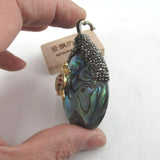Natural Green Abalone CZ Tortoise Pendant for DIY Jewelry